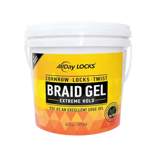 AllDay Locks Braid Gel - Extreme Hold (4lbs/64oz Large Tub)