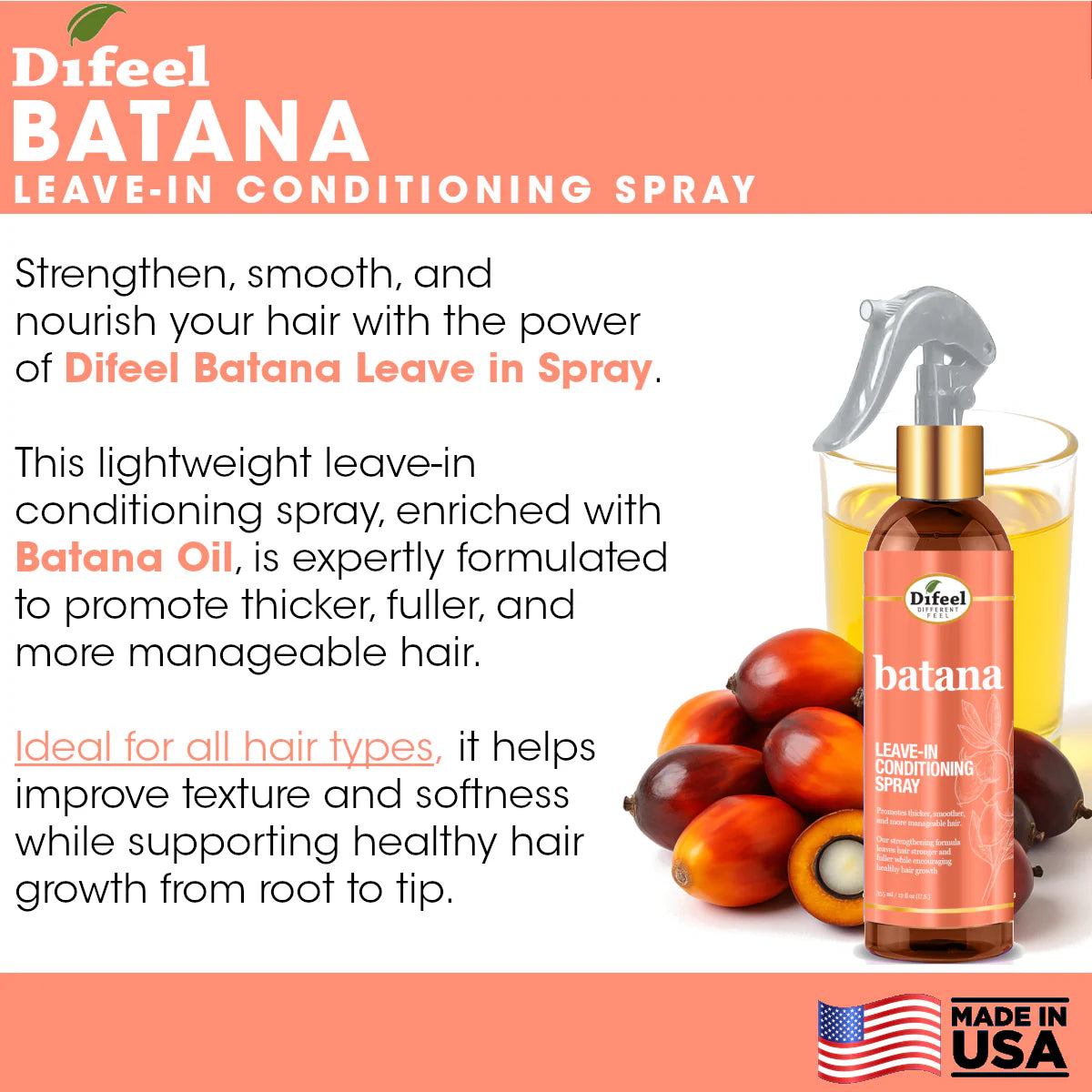 Difeel Batana Leave-in Conditioner Spray 8oz